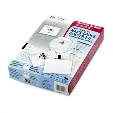 C-LINE PRODUCTS C-Line 95723 Clip/Pin Combo Badge Holder Kit  Top Load  2 1/4 x 3 1/2  White  50 Per Box 95723